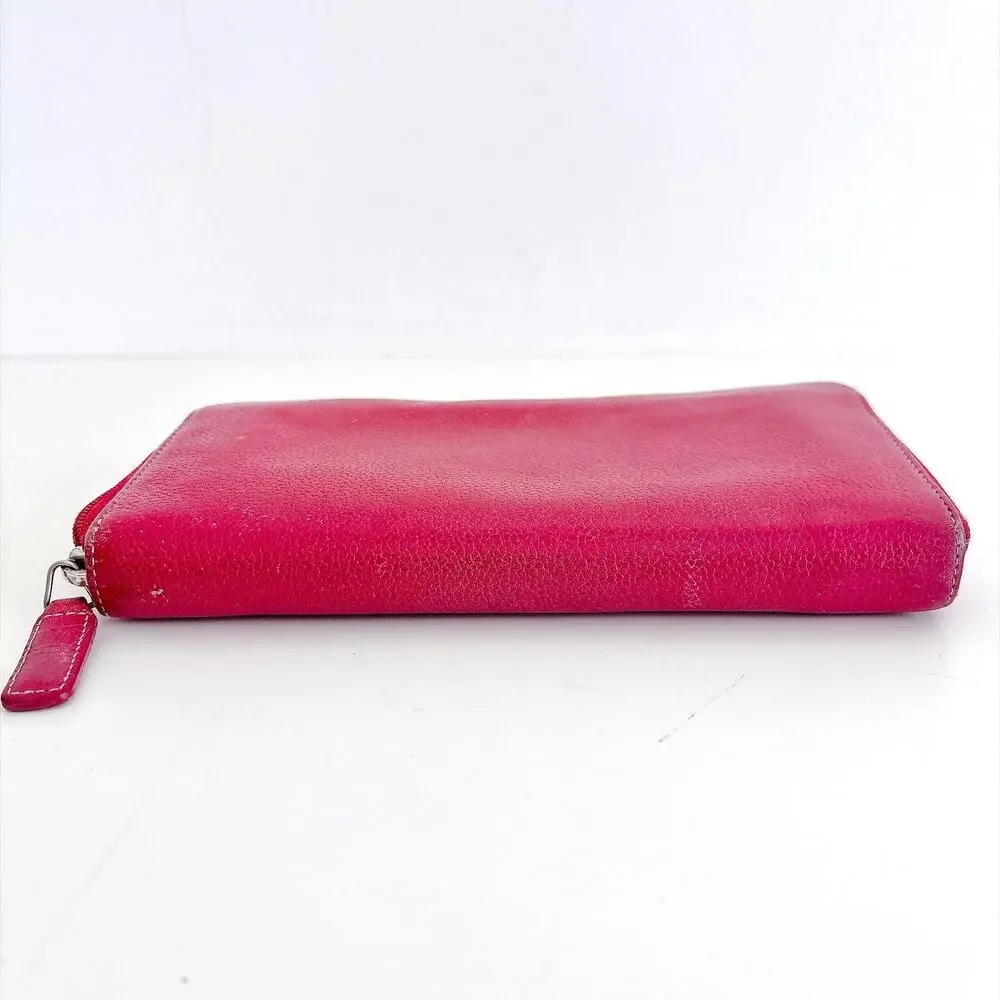 LEVENGER RED LEATHER ZIP-AROUND ACCORDION CONTINENTAL WALLET